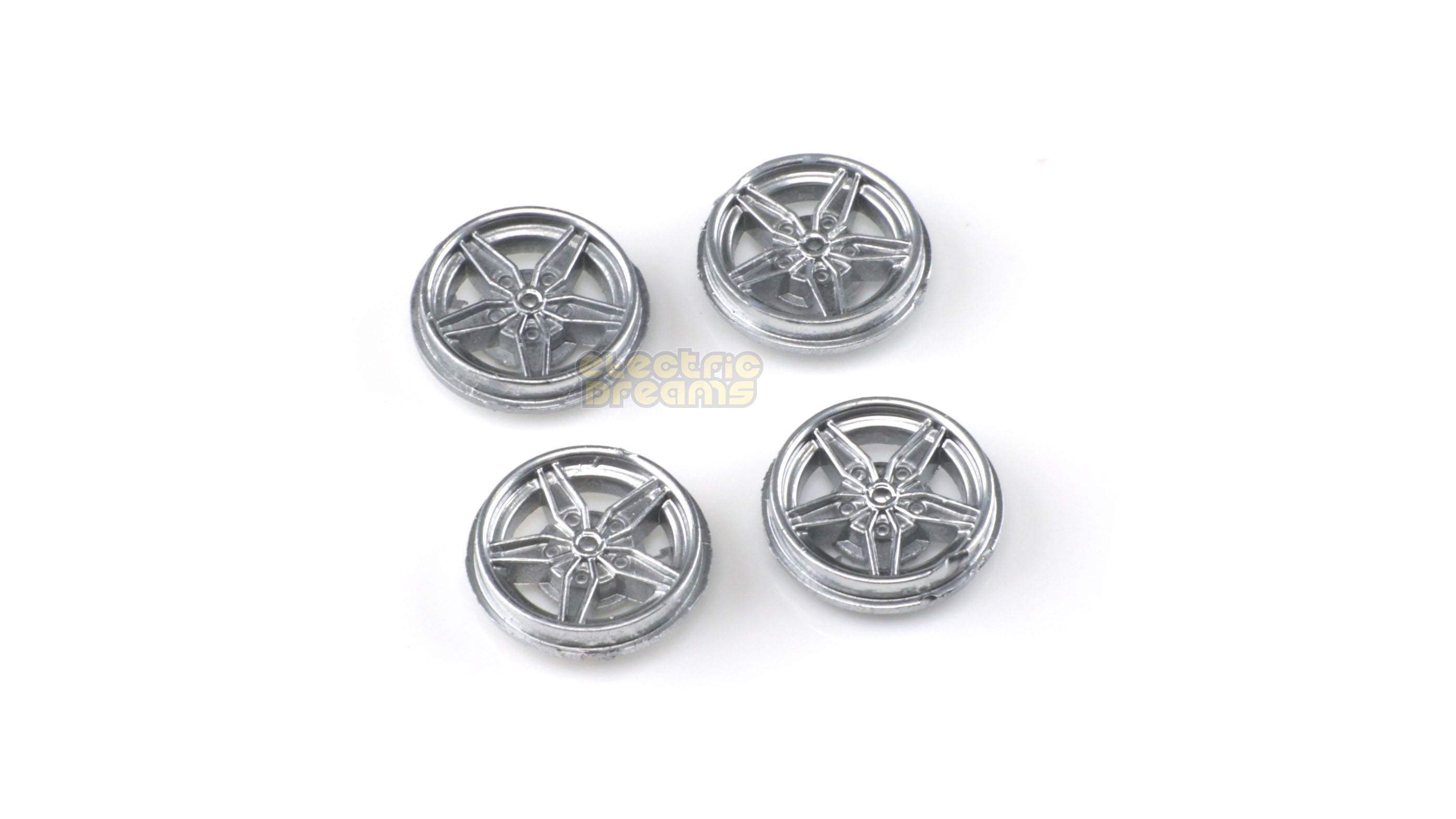 Team Slot T15005 - 15mm Pro Wheel Inserts - Lancia Stratos - Fronts - Silver - pack of 4